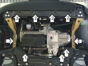 Усиленная защита картера двигателя, КПП (2 мм, сталь) для FIAT Ducato 244 шасси/фургон/автобус 2002-2012