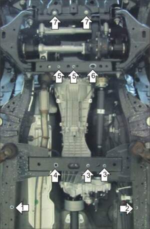 Усиленная защита картера двигателя, переднего дифференциала, КПП, раздаточной коробки (3 мм, сталь) для Ford Ranger 2011-