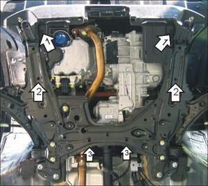 Усиленная защита картера двигателя, КПП (2 мм, сталь) для Honda CR-V III 2006-2012