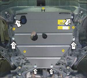 Усиленная защита картера двигателя, КПП (2 мм, сталь) для Honda CR-V III 2006-2012