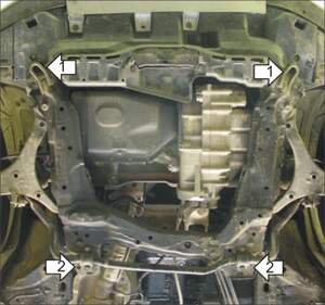 Усиленная защита картера двигателя, КПП (3 мм, сталь) для Honda Element 2002-2006