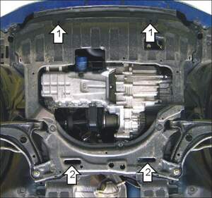 Усиленная защита картера двигателя, КПП (2 мм, сталь) для Honda Jazz 2002-2008, Honda Fit 2002-2008